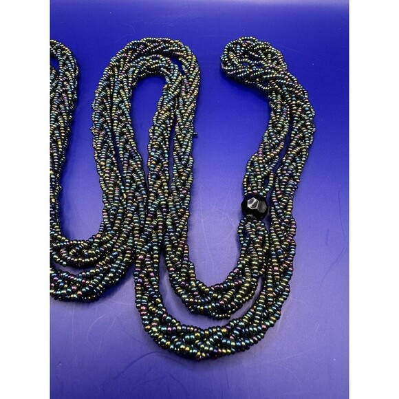 Handcrafted Long Braided Seed Bead Necklace 54" Long Can Be Doubled - Picture 2 of 5